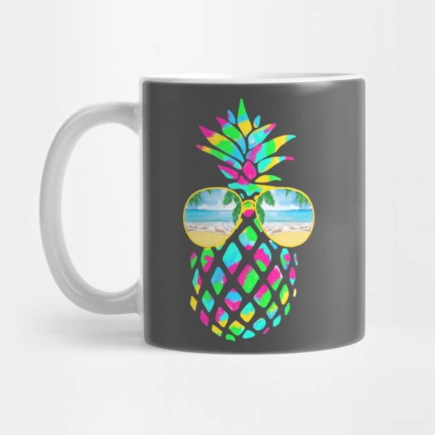 Splash of color Pineapple with Sunglasses and ocean scene by Sheila’s Studio